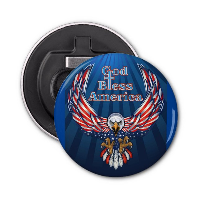 Button Bottle Opener American beautiful Eagle Blue Flaschenöffner (Vorderseite)
