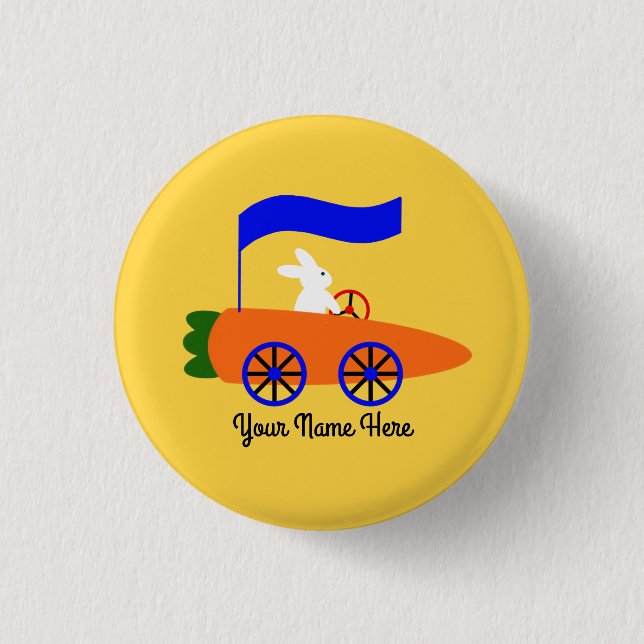 Button "Bunny Riding Carrot Car #1" (Vorderseite)