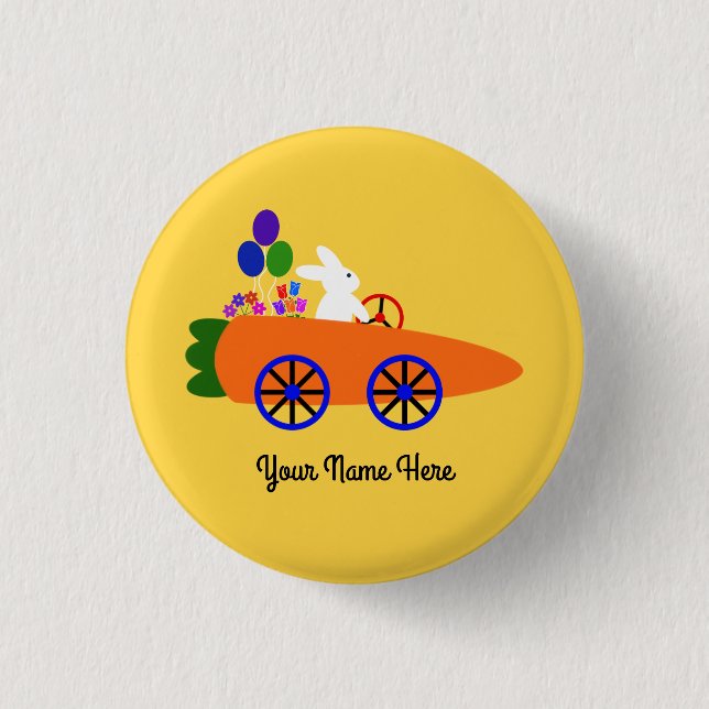 Button "Bunny Riding Carrot Car #2" (Vorderseite)