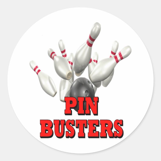 Button Busters Bowling Runder Aufkleber (Vorderseite)