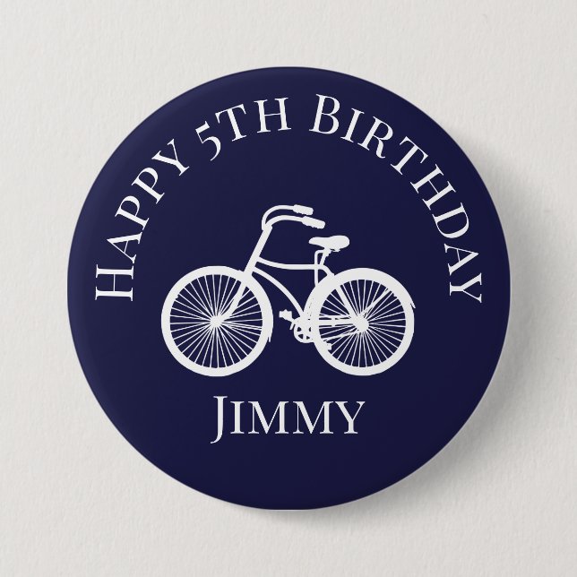 Button Button Happy xth Birthday Boy Bicycle Blue (Vorderseite)
