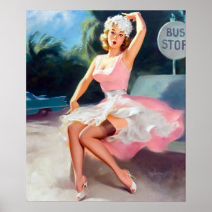 Button der Bushaltestelle Poster