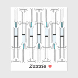 Button der Nadel auf der COVID-Impfstoffspritze Aufkleber