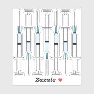 Button der Nadel auf der COVID-Impfstoffspritze Aufkleber