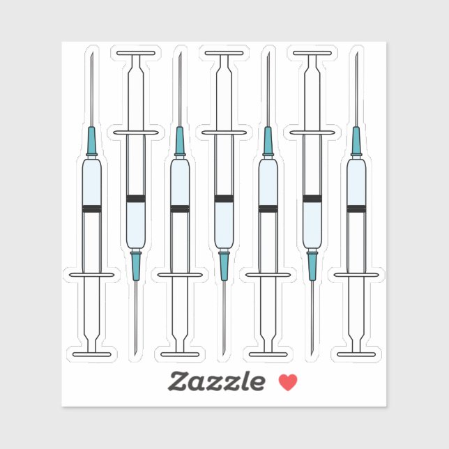 Button der Nadel auf der COVID-Impfstoffspritze Aufkleber (Blatt)