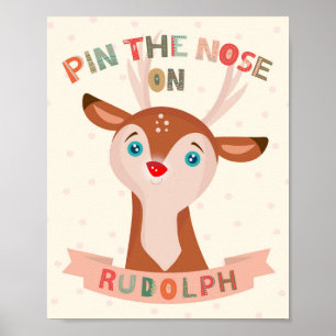 Button der Nase auf Rudolph Party Game Poster