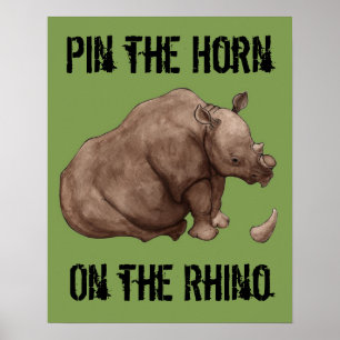 Button des Horns auf dem Rhino-Poster Poster