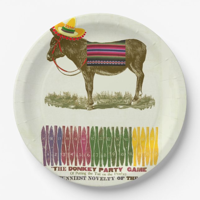 Button des Schwanzes auf dem Donkey Pappteller (Vorderseite)