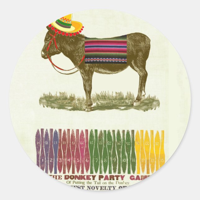 Button des Schwanzes auf dem Donkey Runder Aufkleber (Vorderseite)