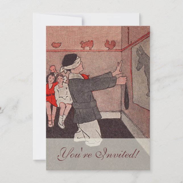 Button des Schwanzes Donkey Einladung (Vorderseite)