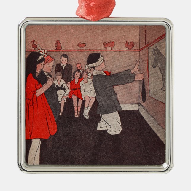 Button des Schwanzes Donkey Silbernes Ornament (Vorne)