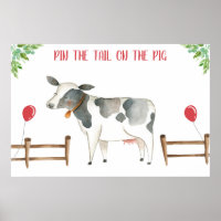 Button des Schwanzes Kuh Farm Tiere Boy Birthday P