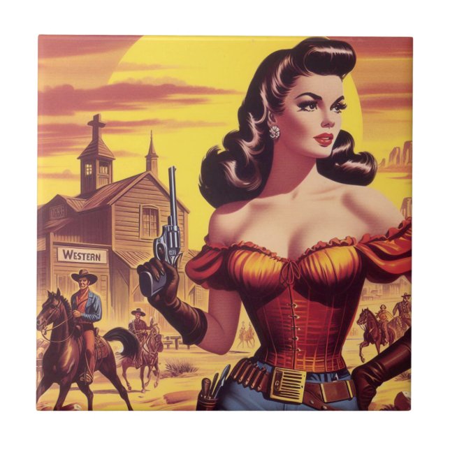 Button des Vintagen Westerns Fliese (Vorderseite)