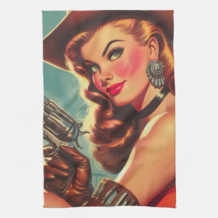 Button des Vintagen Westerns Geschirrtuch