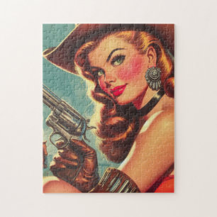 Button des Vintagen Westerns Puzzle