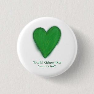 Button des World Kidney Day Green Awareness Ribbon