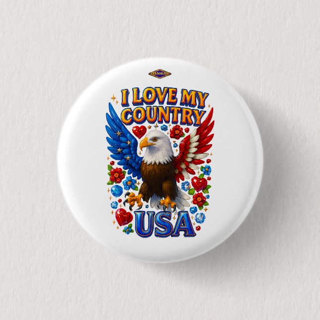 Button-Design: Ich liebe mein Land - USA Button (Vorderseite)