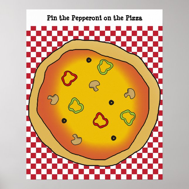 Button die Pepperoni auf dem Pizza Game Poster (Vorne)