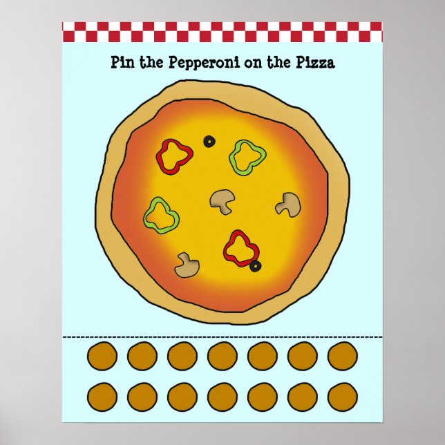 Button die Pepperoni auf dem Pizza Game Poster (Vorne)