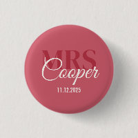 Button Elegant Wedding Couple Name Red Ivory Farbe
