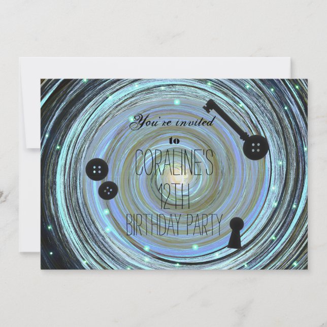 Button Eyes & Skeleton Key Other World Party Einladung (Vorderseite)