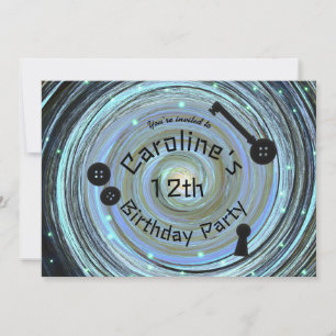 Button Eyes & Skeleton Key Other World Party Einladung