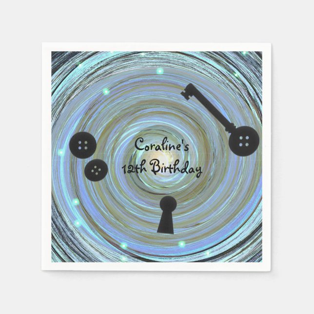 Button Eyes & Skeleton Key Other World Party Serviette (Vorderseite)