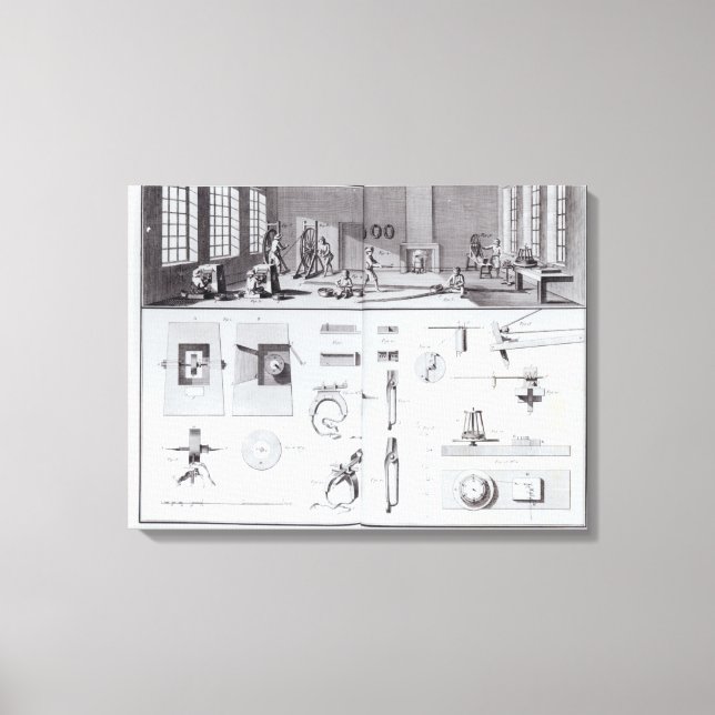 Button Fabrik, Platte 2 aus Band IV Leinwanddruck (Vorderseite)