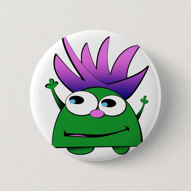Button-Flair, Niedlicher Kleiner Grüner Monster-Ca Button (Vorderseite)