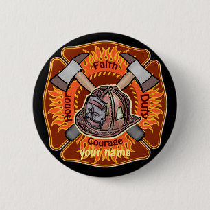 Button Flammen Feuerwehrmänner