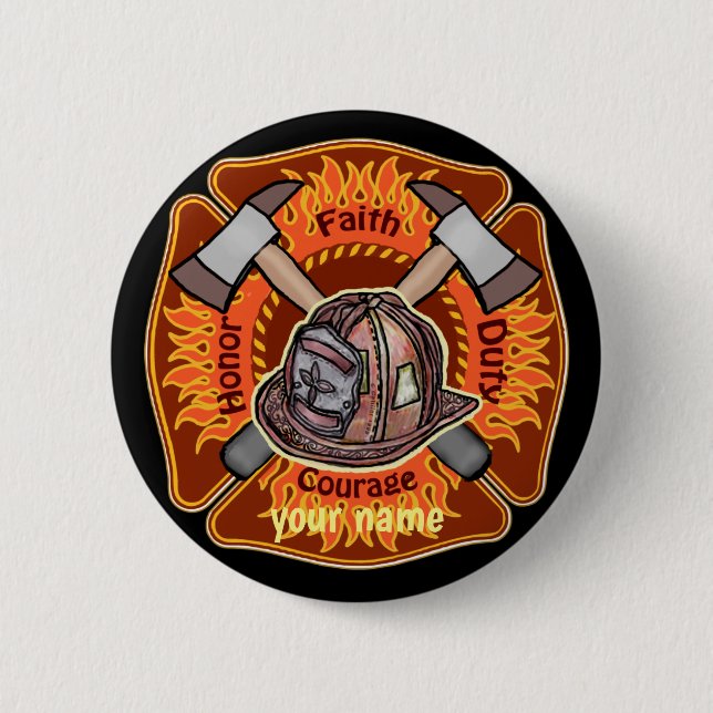 Button Flammen Feuerwehrmänner (Vorderseite)
