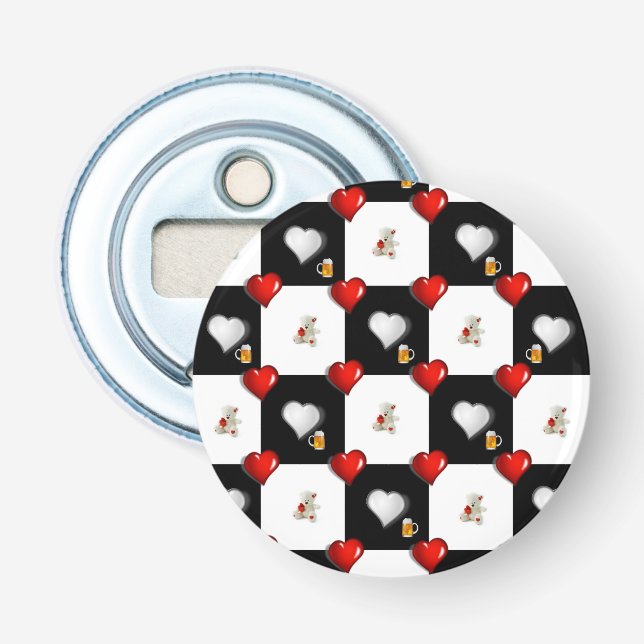 Button-Flasche-Opener Beer White Teddy Bär Flaschenöffner (Vorderseite)