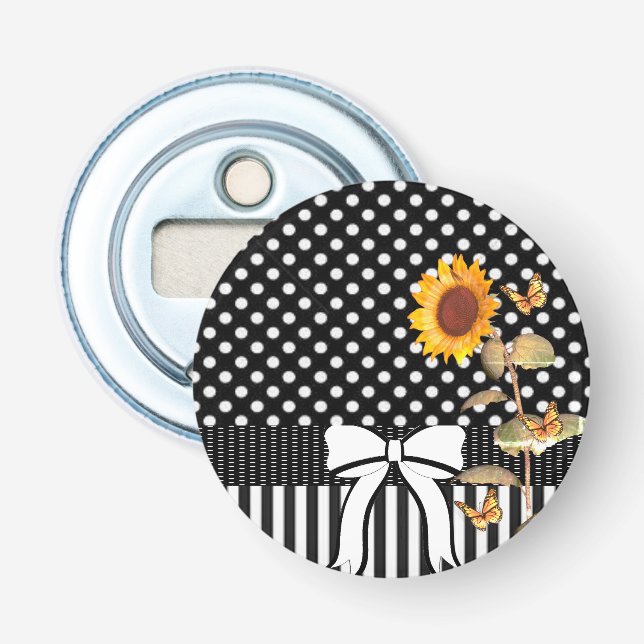 Button Flaschenöffner Sonnenblume Punkt (Vorderseite)