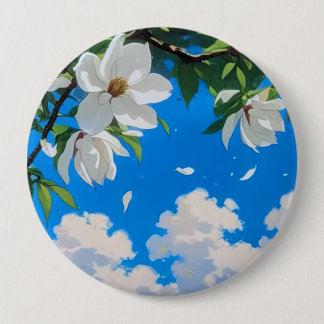 Button--Floral Serie Weiße Magnolie Button