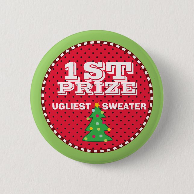 Button für den 1. Preis für den Ugly Sweaters Holi (Vorderseite)