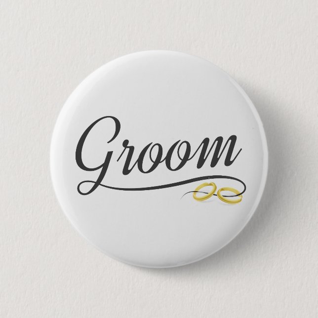 Button für einfache Groom Floral Wedding Calligrap (Vorderseite)
