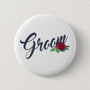 Button für einfache Groom Floral Wedding Calligrap