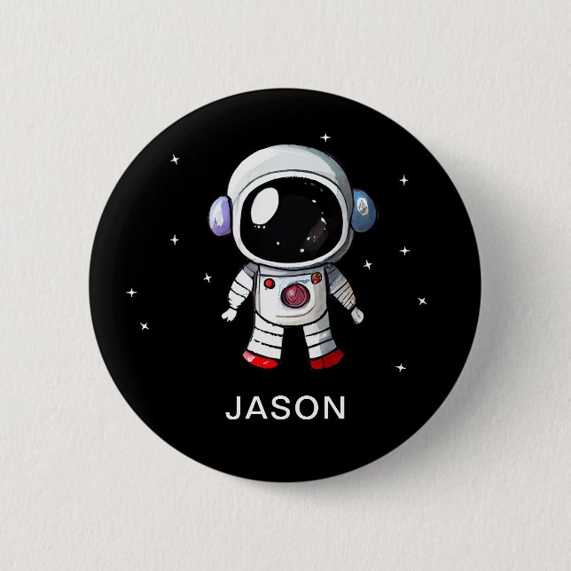 Button für niedliche Astronaut Individuelle Name (Vorderseite)