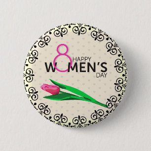 Button für stylische Happy Womens Day Custom Size