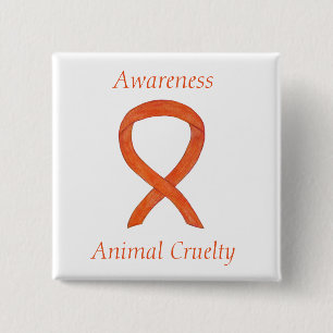 Button für tierische Grausamkeit Orange Awareness