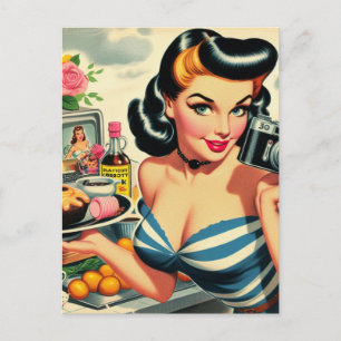 Button für Vintage Fotografen Postkarte