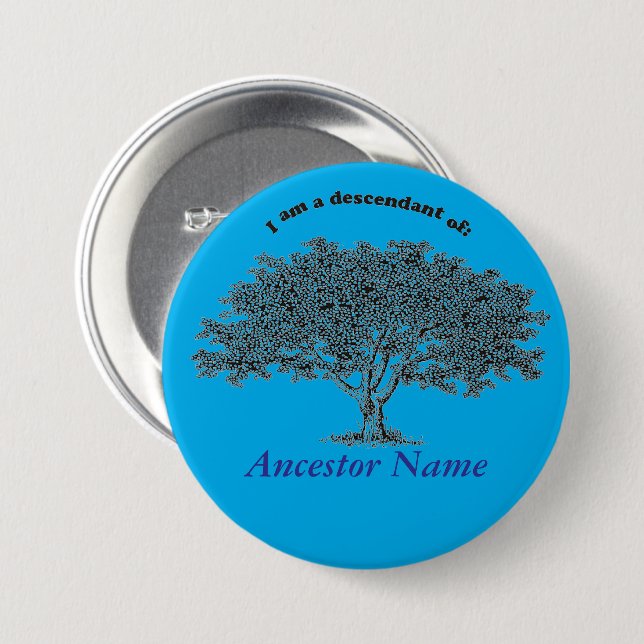 Button - Genealogischer Tree auf blau (Vorne & Hinten)