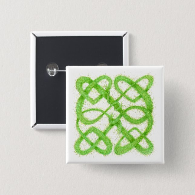 Button GREEN CELTIC KNOT Square (Vorne & Hinten)