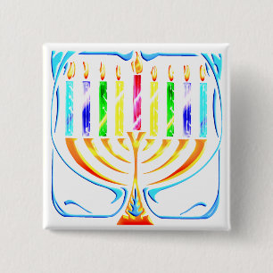 Button: Hanukah Menorah - Chanukah Menorah Button
