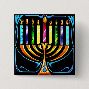 Button: Hanukkah Menorah - Chanukah Menorah Button
