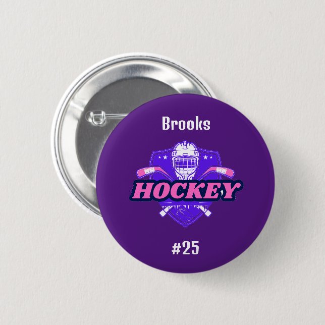 Button Hockey Geber - Personalisiert - Name hinzuf (Vorne & Hinten)