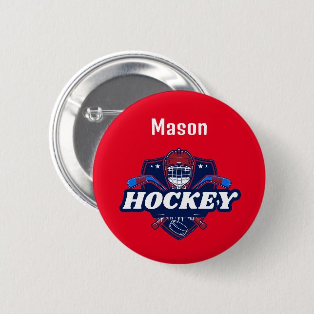 Button Hockey Geber - Personalisiert - Name hinzuf (Vorne & Hinten)