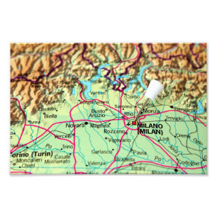Button Karte der Stadt Mailand, Italien Fotodruck