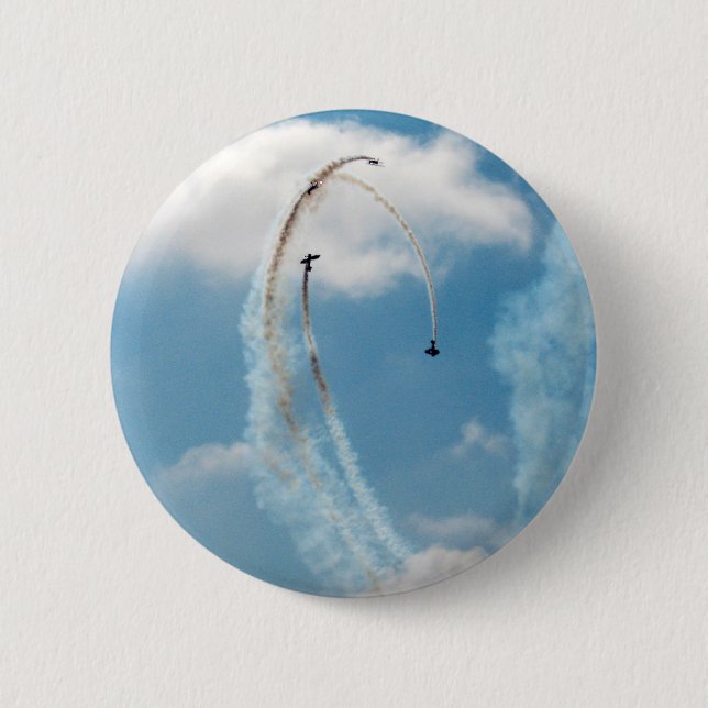Button-Knopf der Fliegen-hoher blauer Button (Vorderseite)