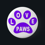 Button-Liebe Paws auf Lila Paws Button<br><div class="desc">Button-Liebe Paws auf Lila Paws</div>